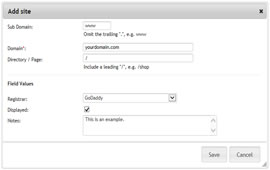 Step 11 - Add site modal